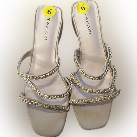 Tahari Shoes - Tahari Pink and Gold Slide Sandals NWT